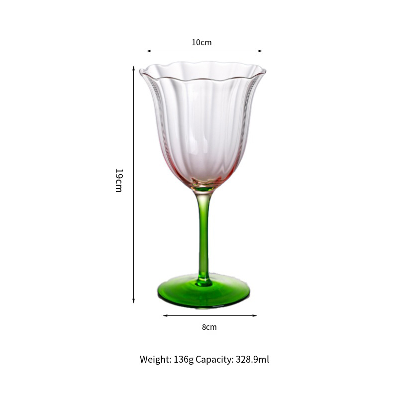 Pink green wine glass