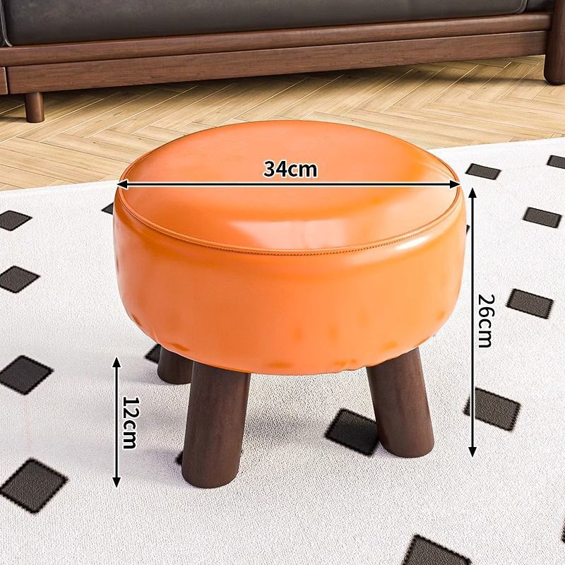 Taburete de madera maciza con superficie de asiento acolchada (naranja)
