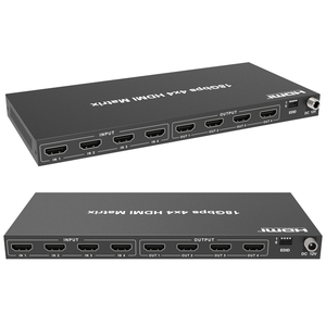 Conmutador de matriz 4x4 HDMI 2,0 18Gbps, EDID, 2. 2. Matriz de vídeo HDMI de 4 en 4 salidas para sistema de cine en casa