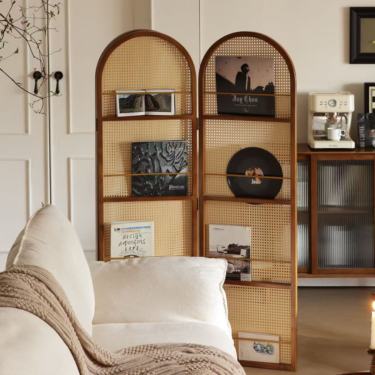 2 walnut-colored pieces - total width 100-170cm high