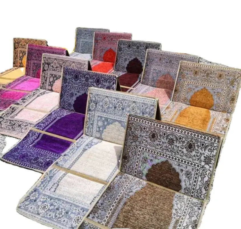 Tappeto da preghiera personalizzato pieghevole per la preghiera del tappeto della moschea, tappeto da preghiera musulmano con schienale