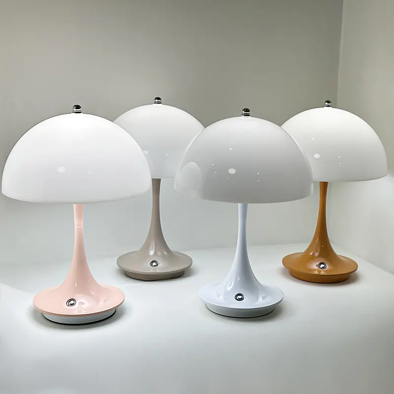 Lampu meja jamur Led Modern, lampu belajar samping tempat tidur lampu baca kepribadian kreatif pengisian lampu meja