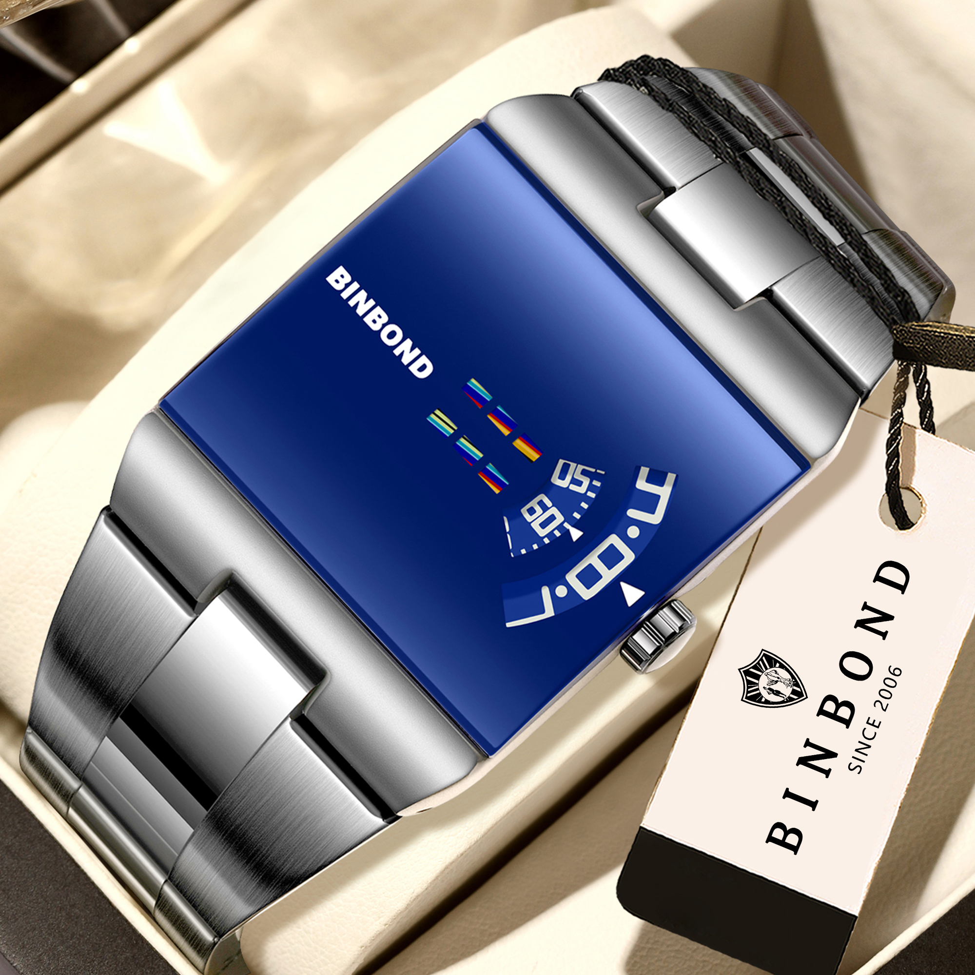 White steel Blue dial