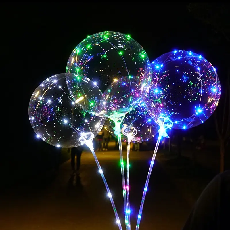 Venta al por mayor Bobo Ballon 18/20/24/32 pulgadas luz LED globo con pegatina para decoración de fiesta y regalo