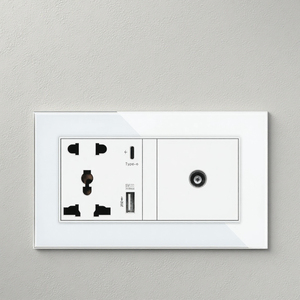 Delviz toma de corriente multifunción, panel de alimentación universal 13A, Puerto USB de carga rápida inteligente tipo C de 18W 3A, toma de TV por cable de pared - Product Image 6