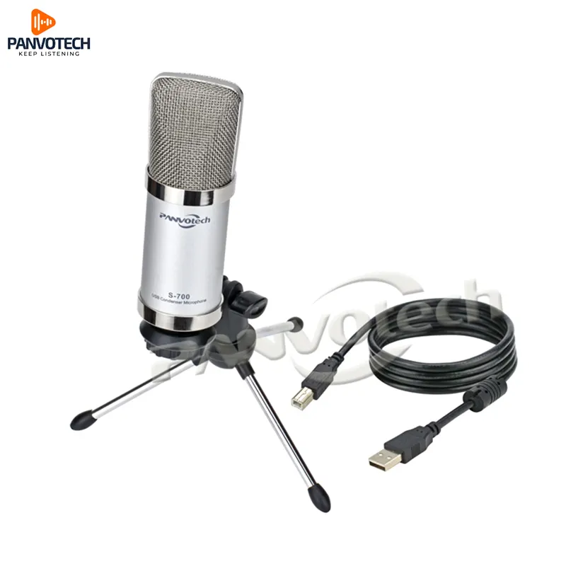 Panvotech-micrófono condensador para Karaoke, micrófono con cable USB para estudio, Podcast, con trípode
