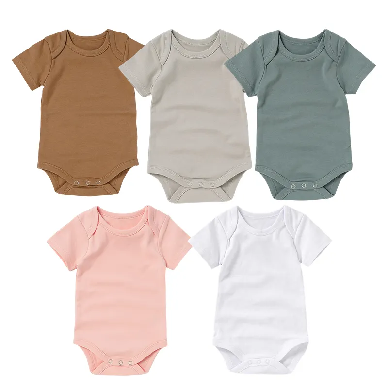 wholesale 2023 new color Lap Shoulder Newborn Summer Plain Blank Cotton Baby Bodysuit Baby Short Romper