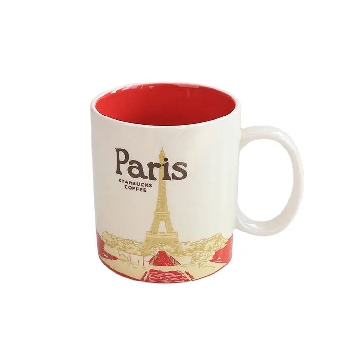 Taza de cerámica de 16oz, tazas de café de la ciudad de París, Madrid, Francia, Londres, Alemania, España, recuerdo turístico