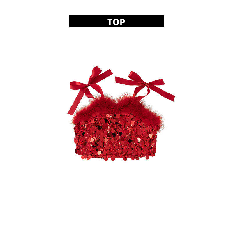 Red sequined suspenders