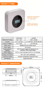 Termómetro de temperatura y humedad con pantalla digital para exteriores RS485 Modbus RTU Sensor Material plástico OEM y ODM compatibles - Product Image 2