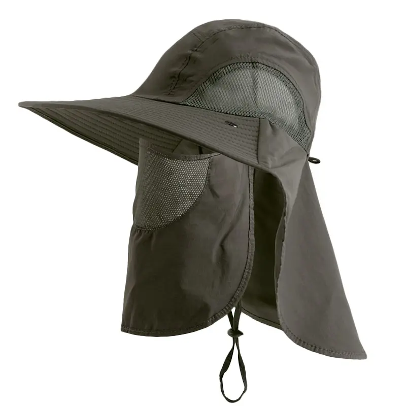 Topi pasangan perlindungan UV matahari, topi ember memancing dengan penutup wajah dan leher