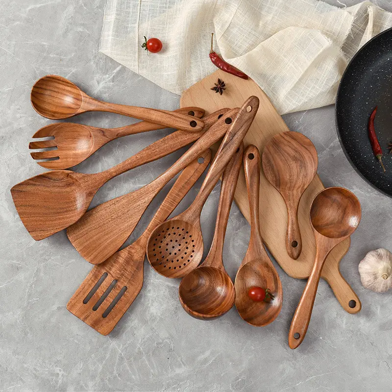 Wholesale Spoon Teak Wood Cooking Set Kitchen Wooden Utensils