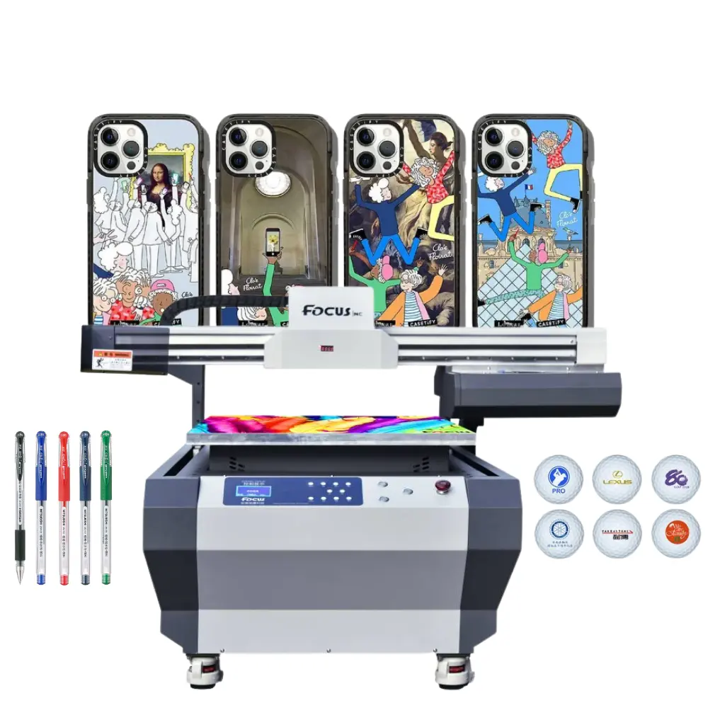 Máquina de impresión digital A1 UV, impresión multifuncional de madera, vidrio, cerámica, plástico, metal y plástico