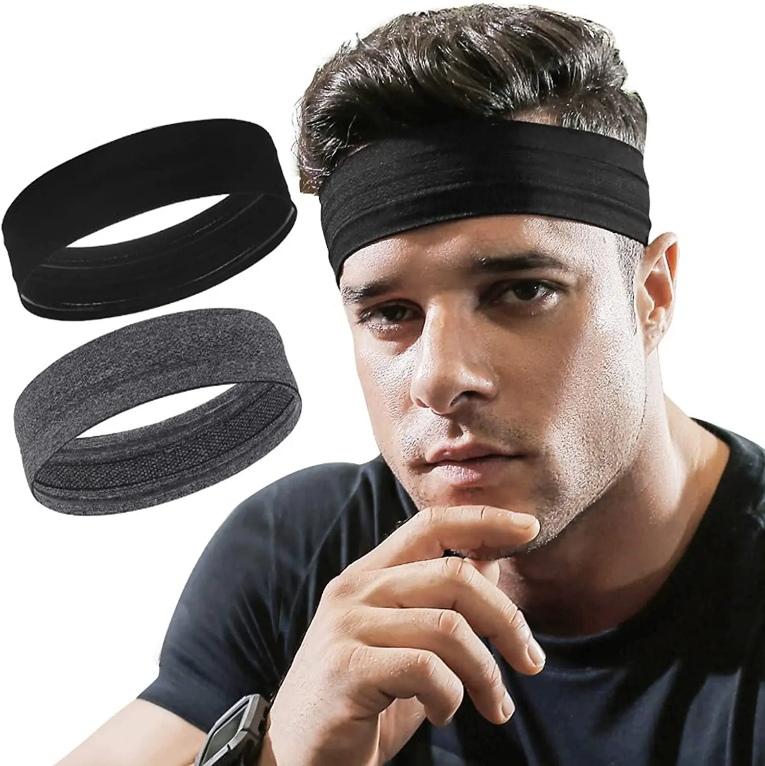 Özel silikon kaymaz Yoga spor Headbands ter spor Headbands adam koşu elastik saç bandı kadınlar için ter bandı