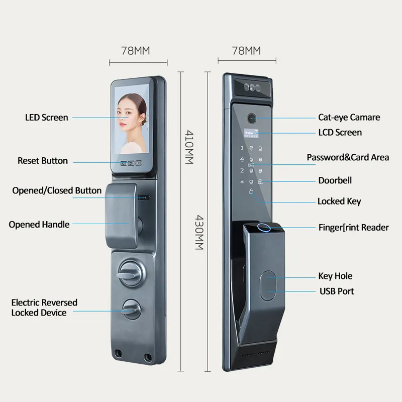WAFU WF-MY3 serratura per porta con impronte digitali intelligente completamente automatica con fotocamera per porta d'ingresso domestica Usmart Go Tuya Wifi serratura per porta di casa