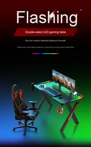 X-şekilli RGB oyun masası-ev ve Esports için karbon Fiber LED bilgisayar masası (Modern Metal/Panel tasarımı) - Product Image 2