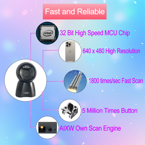 AIXW Cheap Barcode Reader 2D Stationary Barcode Scanner USB Wired Connect to Computer Desktop Barcode Scanner 1D 2D QR <strong>Code</strong> - Product Image 3