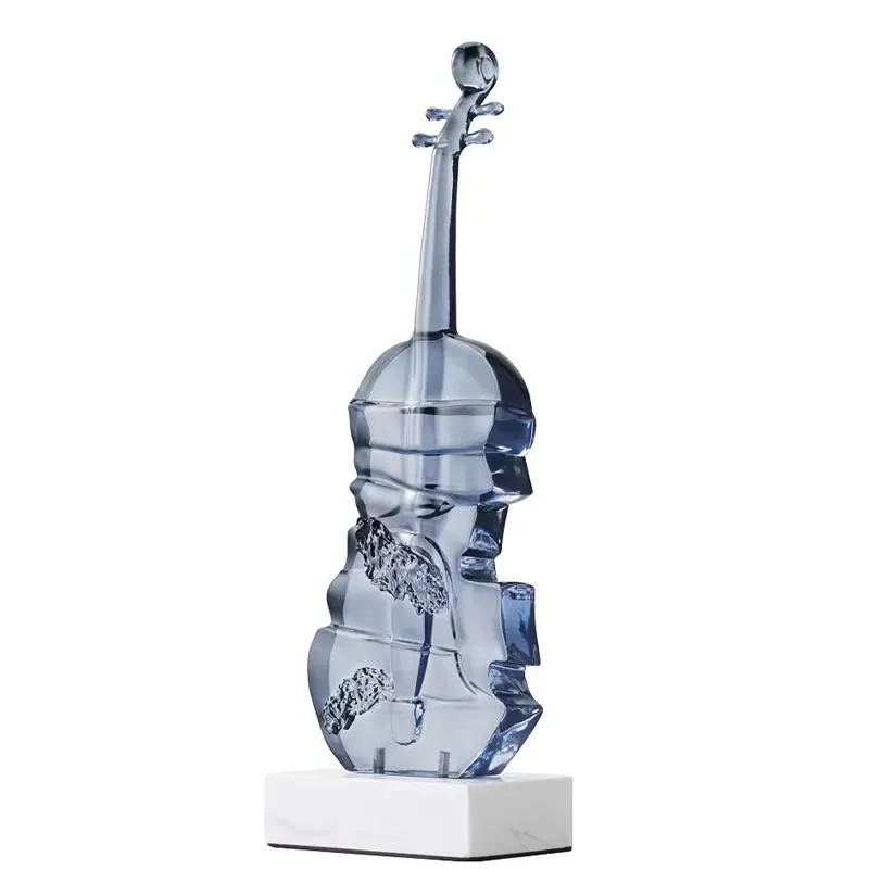 Cristal clair résine époxy violon guitare Articles d'ameublement résine artisanat Sculpture Instruments de musique pour la décoration intérieure de la maison