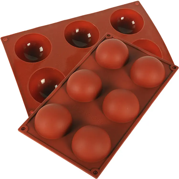 3D yarı küre yuvarlak 6 delik epoksi silikon kalıp toptan çikolata yapımı için