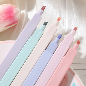 B-09061 6 kutulu yaratıcı Doodle ışık kelimeler vurgulayıcı yumuşak kafa el hesabı kalem Morandi göz renk odak işaretleyici kalem - Product Image 4