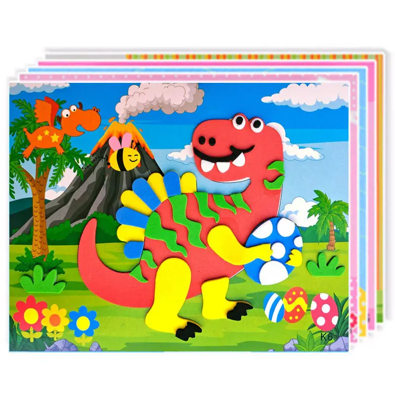 26*18cm DIY Cartoon Animal Learning Educação Brinquedos 3D EVA Foam Sticker Puzzle Game Para Toddler