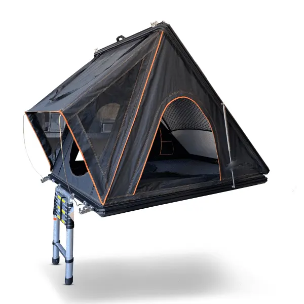 WILDSROF campeggio esterno alluminio tenda sul tetto auto guscio duro tetto tenda triangolo per escursionismo tetto superiore tenda auto 2 persone
