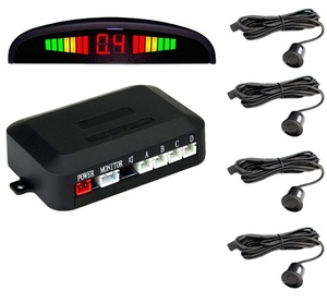 PZ 22mm <strong>Car</strong> 4 <strong>Sensors</strong> <strong>LED</strong> Parking <strong>Sensor</strong> System <strong>Car</strong> <strong>Reverse</strong> <strong>Backup</strong> Radar Buzzer Warning Alarm Kit <strong>LED</strong> <strong>Display</strong> - Product Image 1