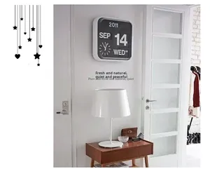 <span class=keywords><strong>Fartech</strong></span> Tiếng Anh 43cm vuông vĩnh viễn Lịch hoàn toàn tự động 3D lật Đồng hồ nhựa thời trang đơn giản thanh lịch phòng khách tường - Product Image 3