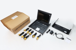 17&quot; LCD KVM Switch 8 Port VGA + 8 Packs KVM Cables, <strong>MT</strong>-<strong>VIKI</strong> 17 Inch LED 1U Rack KVM Switch Drawer Console - Product Image 3