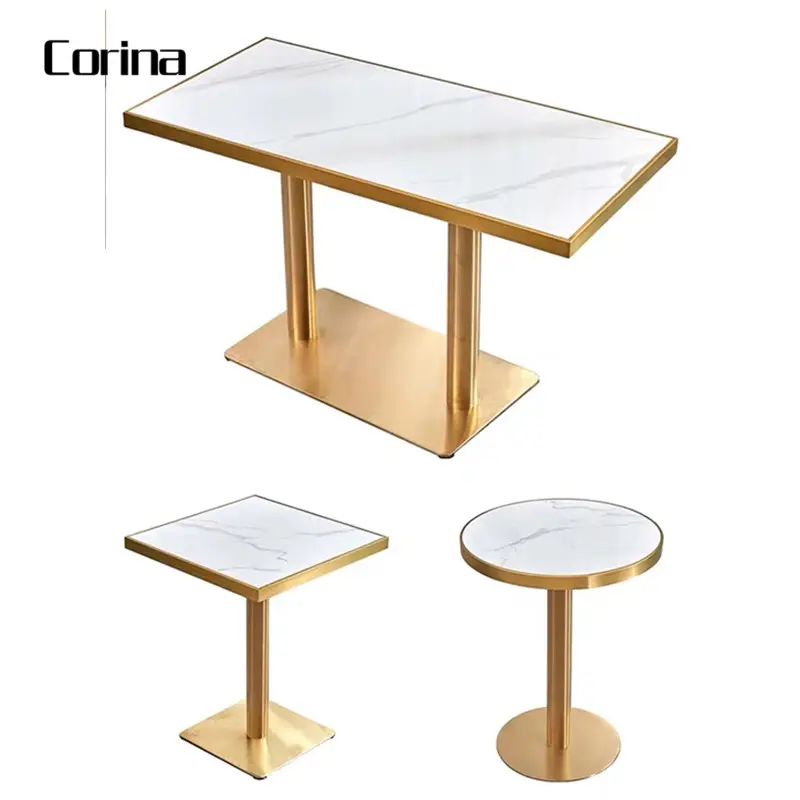 Oem Size Eettafel Set, Restaurant Tafel Set Golden Restaurant Marmer Fast Food Restaurant Eettafel Set