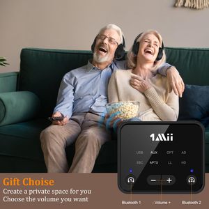 1Mii Bluetooth 5.3 <strong>Audio</strong> Transmitter AUX &amp; Optical <strong>Interface</strong> Bluetooth Adapter the Finest Wireless Headphones Transmitter for TV - Product Image 5