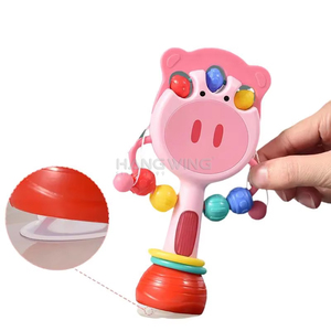 HW bebek erken eğitim bulmaca sevimli arama yemeği masa enayi çıngırak-davul ses ve işık ile yumuşak silikon çıngırak bebek oyuncak - Product Image 1