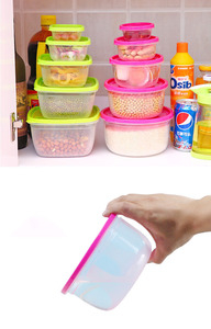 ふた付き7パック食品貯蔵容器ネスト積み重ね可能なプラスチック貯蔵ボウルマルチカラーキッチンボウル食品貯蔵 - Product Image 5