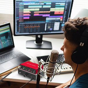 2-IN 2-out Professional XLR Microphone de Audio Mixer Studio Recording Interfaz de audio USB Tarjeta de sonido solo - Product Image 5