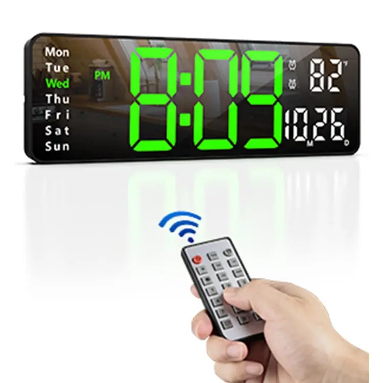 Orologio da parete elettronico digitale multifunzionale a grande schermo con temperatura settimanale e calendario con telecomando