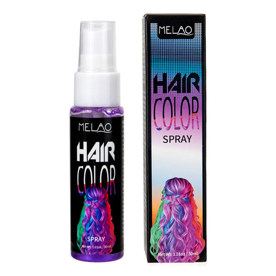 SPRAY DE COLOR DE CABELLO MORADO 30mL Semipermanente 8 colores Tinte para el cabello de color rápido Spray Peinado Inofensivo Herbal