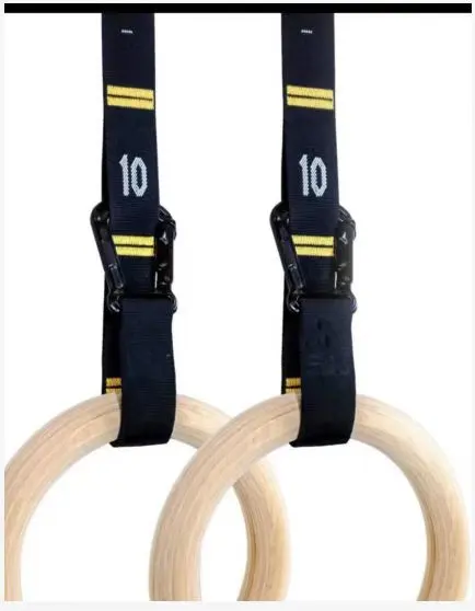 Roman Ring Gymnastics 32mm Wooden Gym Rings Customized Durable Universal Wooden Ring Fitness Foldable Strap Wooden Drum Hoops