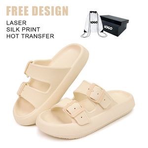 Gối trượt thời trang giản dị đôi khóa thoáng khí chống trượt chống thấm nước dày dưới eva dép ngoài trời - Product Image 1