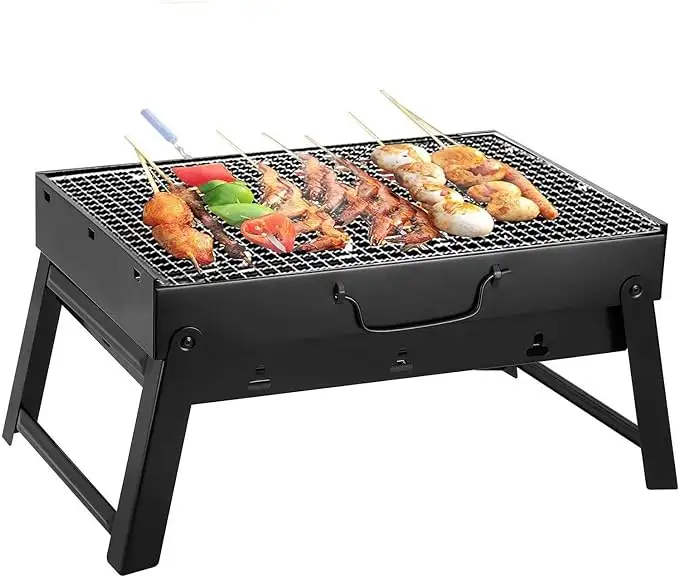 Custom Family Hiking Garden Square Mini Small Foldable Portable Barbeque Stove Camping Outdoor Barbecue Charcoal BBQ Grills