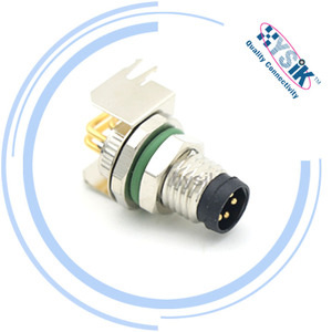 Right Angle M8 <strong>PCB</strong> Mount Connector 3 Pin Male <strong>Socket</strong> a Coding Connector Assembly for 24V <strong>DC</strong> Sensor and PNP/NPN Output - Product Image 2