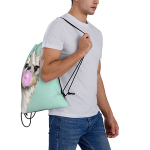 Mochila deportiva con cordón de poliéster de alta calidad, bolsa de gimnasio, impermeable, logotipo personalizado, bolsa grande de Fitness promocional con sorteos - Product Image 5