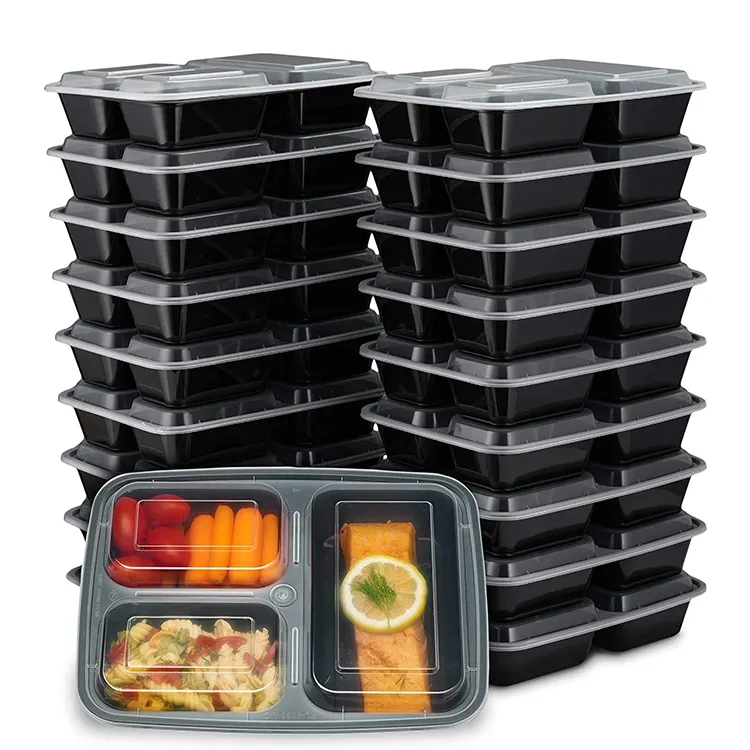 Bpa бесплатно на вынос Microwavable пластиковые 3 отсека Bento коробки для еды прозрачные/красочные контейнеры для готовки еды