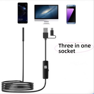 Endoscopio de tubería 3 en 1 HD, sonda externa para teléfono móvil de 7mm, Detector de mantenimiento de coche, sonda de espejo Peep, módulo de cámara endoscópica