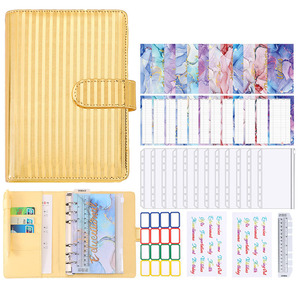 Custom Manual Ledger Journal Spiral <strong>Notebook</strong> Pu Leather A6 Color <strong>Stripe</strong> Cash Envelopes Financial Planner Budget Binder - Product Image 3