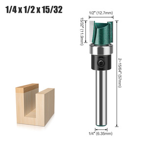 1/4 inç 6mm Shank gömme Trim yönlendirici Bit yüz değirmen düzeltici temizleme gömme Trim zıvana kesici ağaç İşleme için - Product Image 4