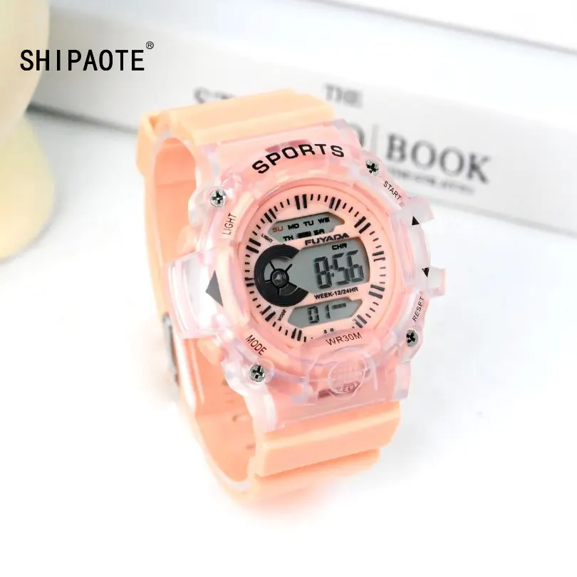 SHIPAOTE 267 Macaron color nuovo stile trasparente moda tendenza reloj adatto per tutti i giorni display digitale orologio da donna