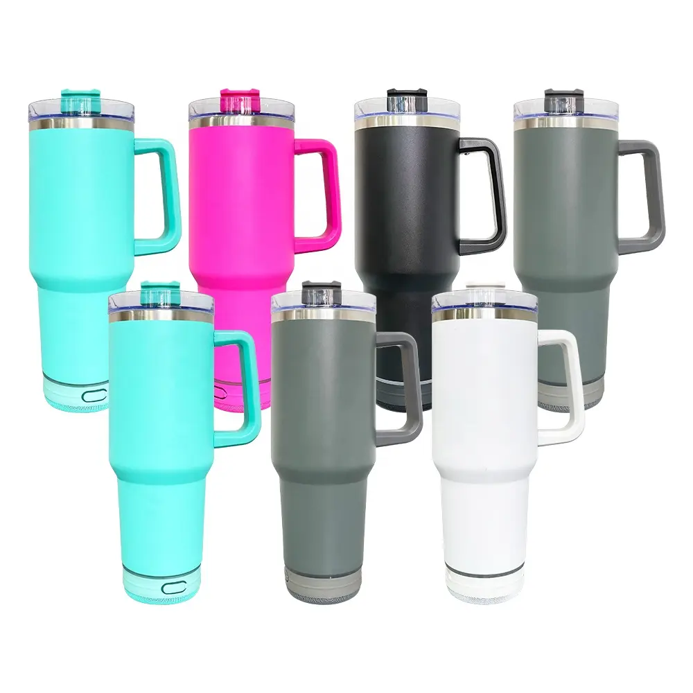 Hoa Kỳ Kho 40Oz Matte Sơn tĩnh điện Không Dây Thông Minh Máy Nghe Nhạc Âm Nhạc Cup Bluetooth Loa Quencher Tumbler Cho Laser Khắc