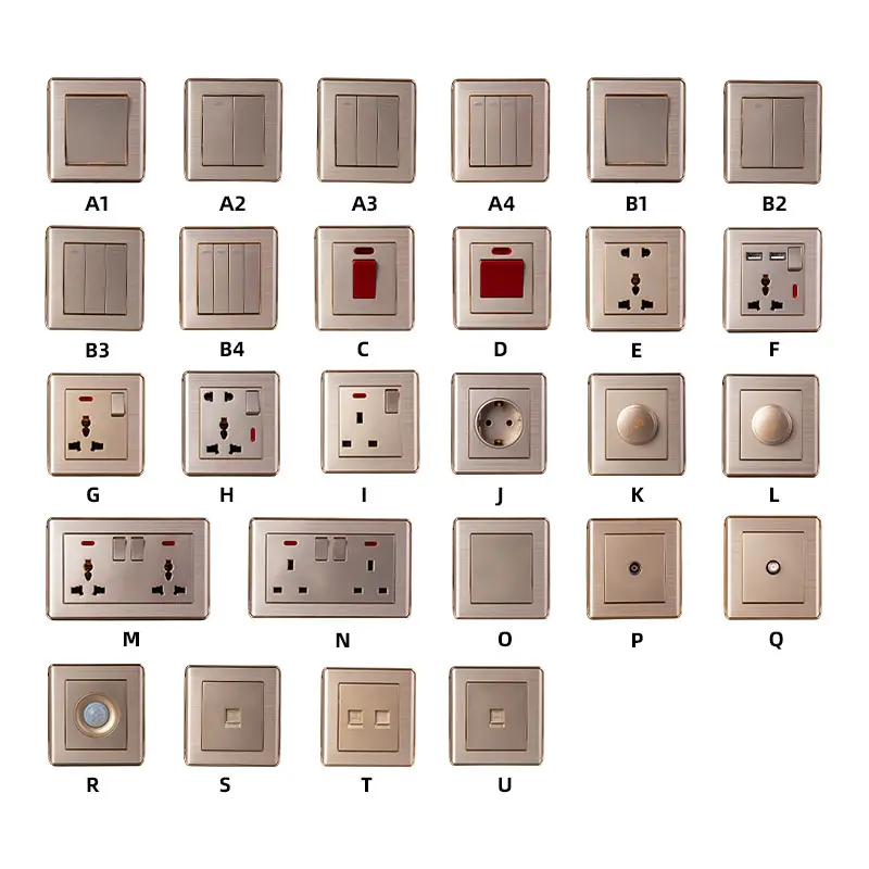 Interruttore della luce a pulsante a parete Standard UK/EU 16A prese e interruttori in alluminio elettrici con protezione per bambini