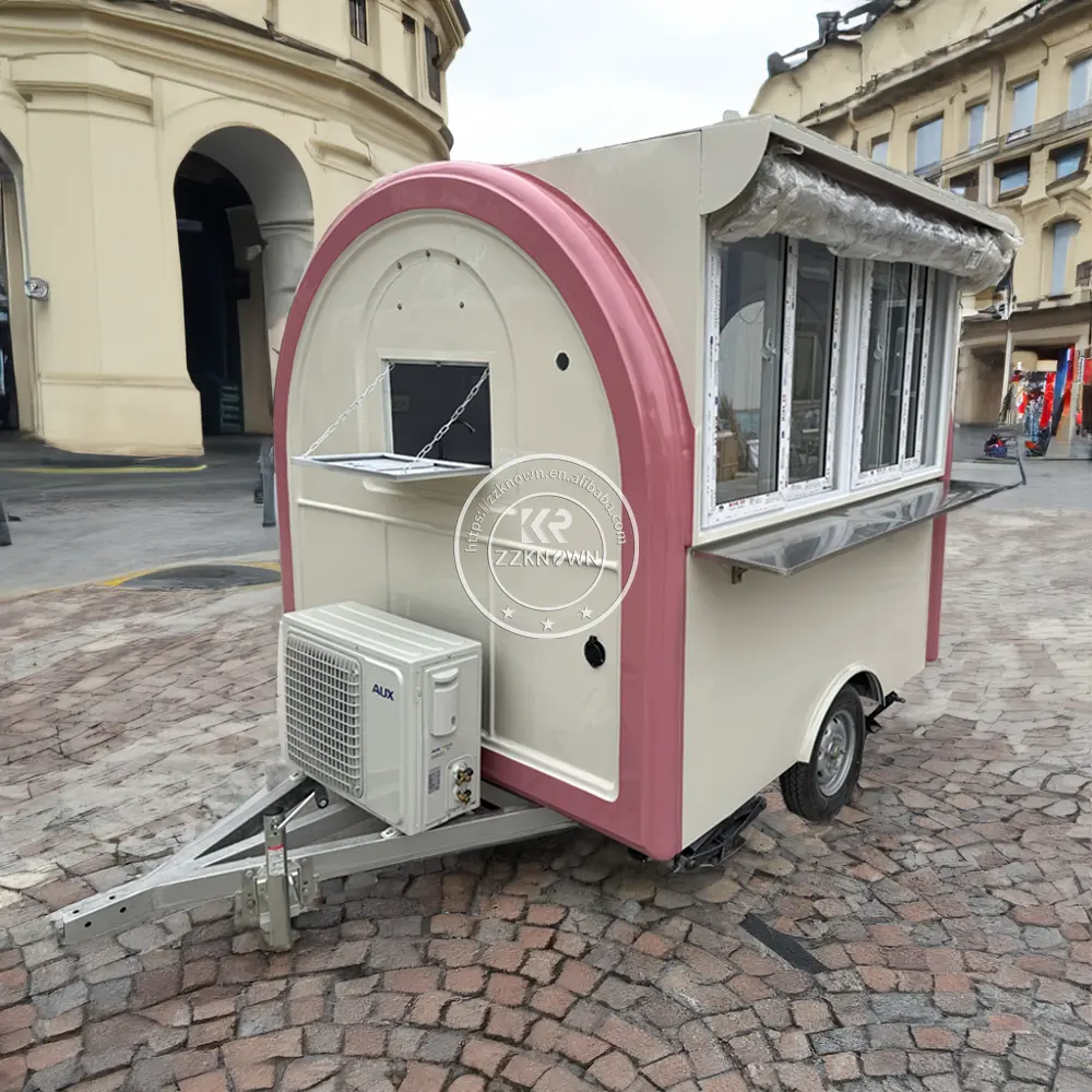 2024 Hamburger BBQ acier inoxydable camion de nourriture Mobile rue restauration rapide café Snack remorque à vendre en plein air Mobile remorque de nourriture