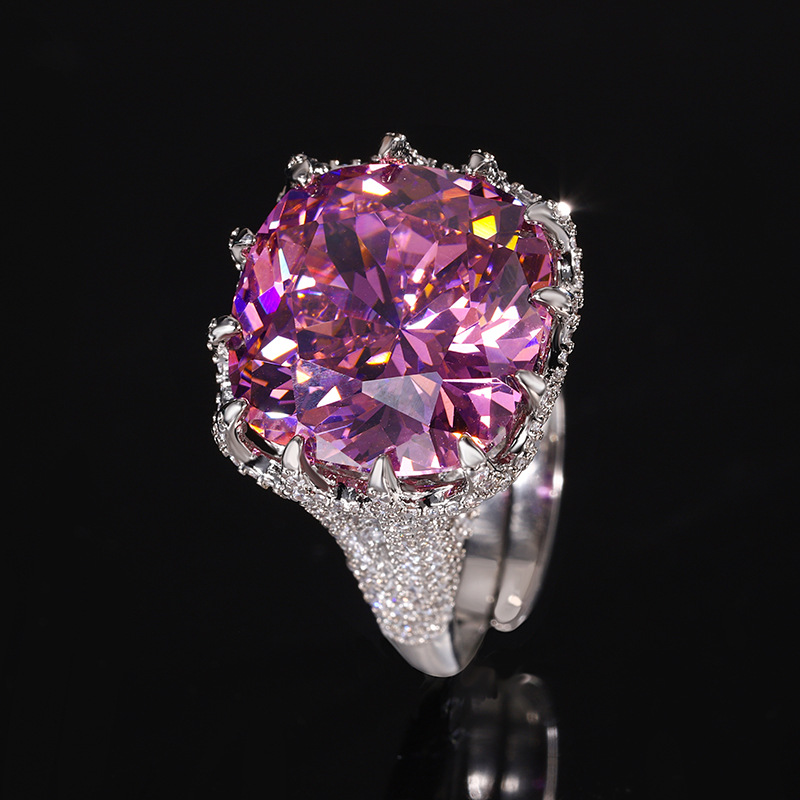Bague nid d'oiseau en platine, taille ajustable, ornée de roses séchées.